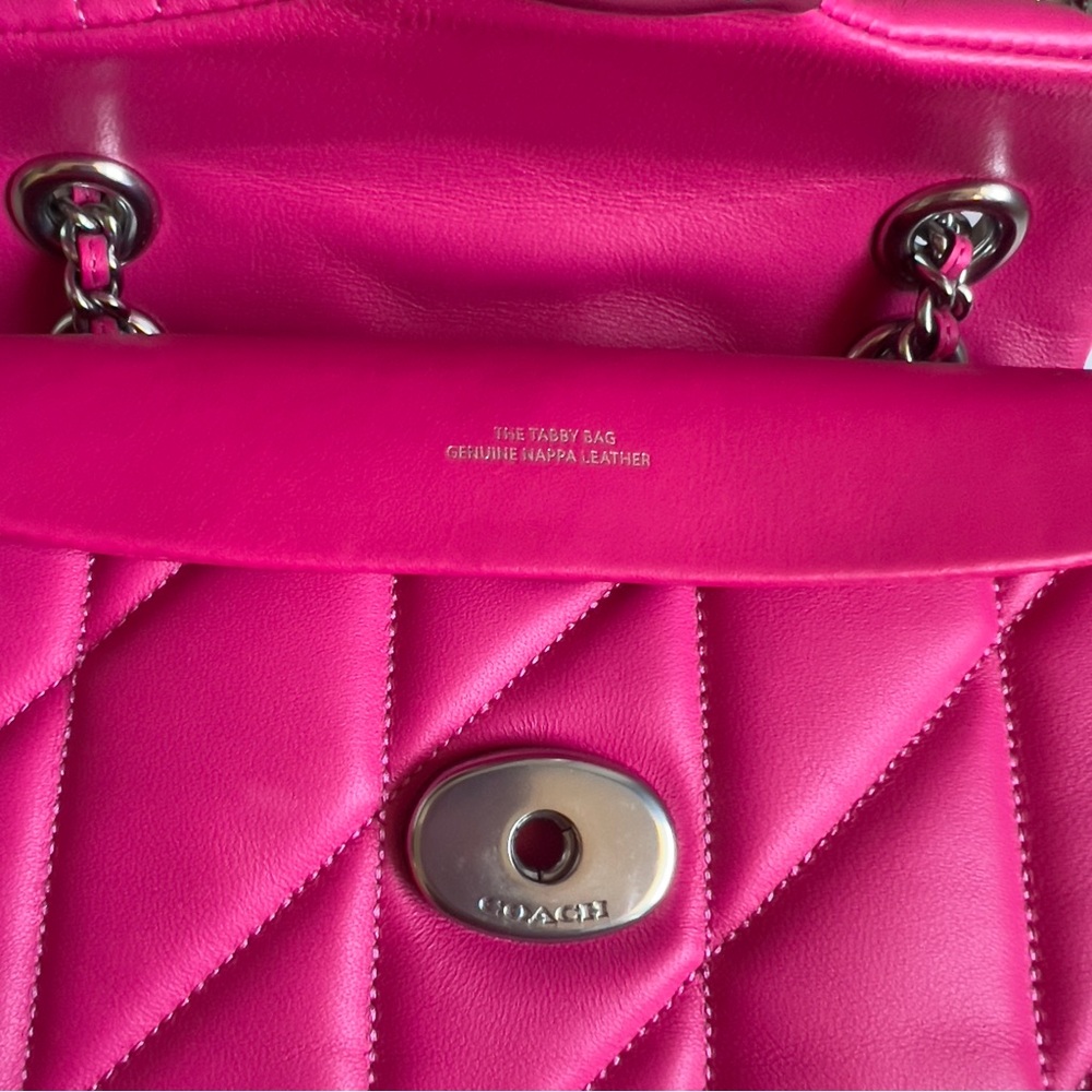Coach Pink Quilted Shoulder Bag with C-Clasp - Picture 9 of 10